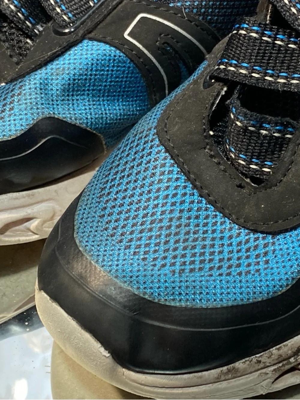 Blue and Black Kids Hook-and-Loop Athletic Sneakers